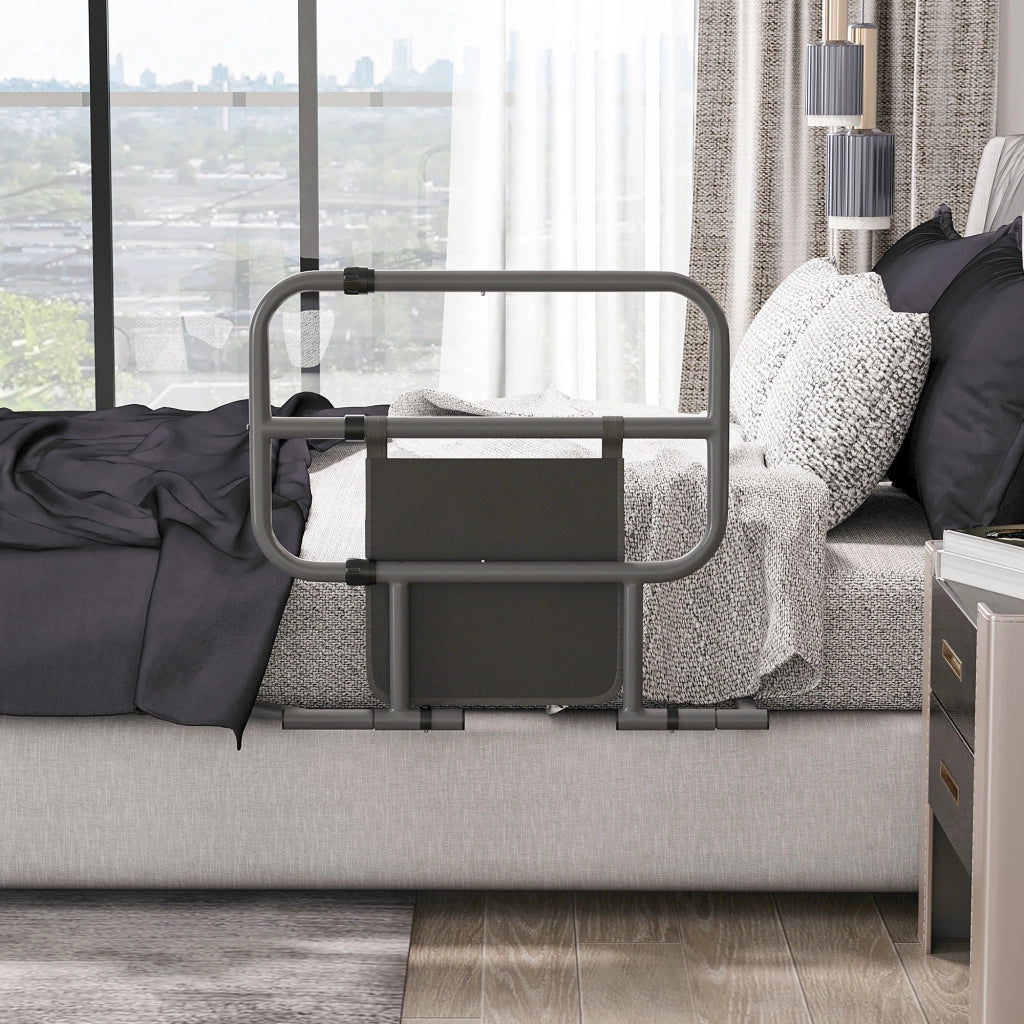 Sponda Letto Adulto Pieghevole con Tasca Portaoggetti ¨C Xylo ¨C 61x66x55 cm Grigio