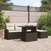 Set Divano da Giardino con cuscino 6 pcs Marrone polyrattan