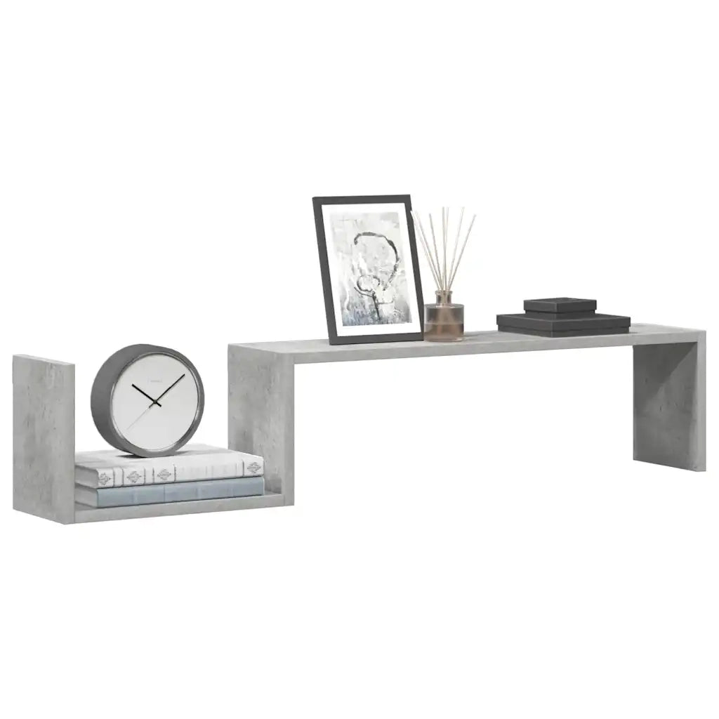 Mensole Parete 2pz Grigio Cemento 100x15x20cm Legno Multistrato 807272