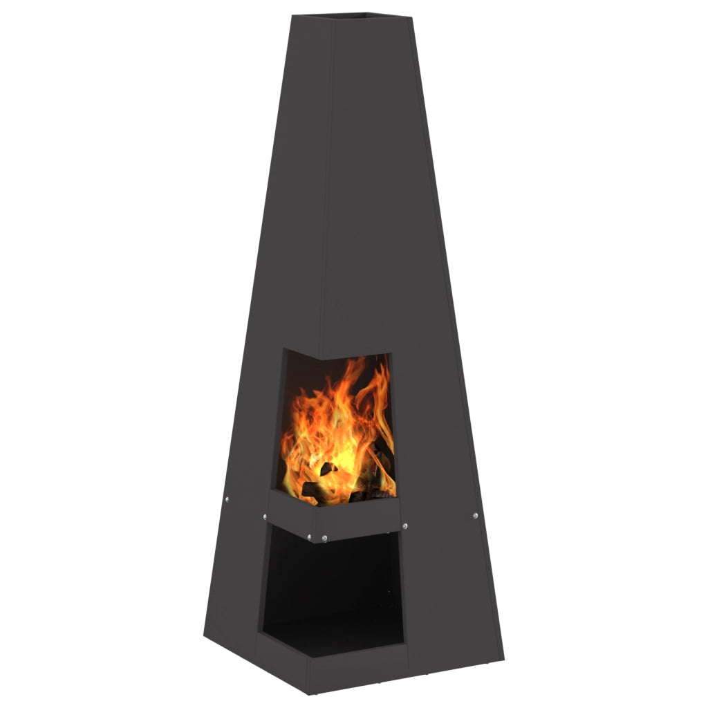 Focolare  con stoccaggio per legna Nero 35x35x100 cm Acciaio
