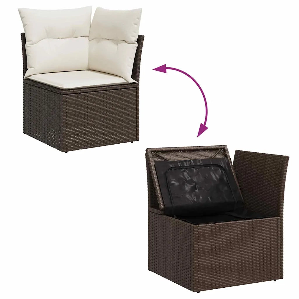 Set Divano da Giardino con cuscino 5 pcs Marrone Poly Rattan 3357011