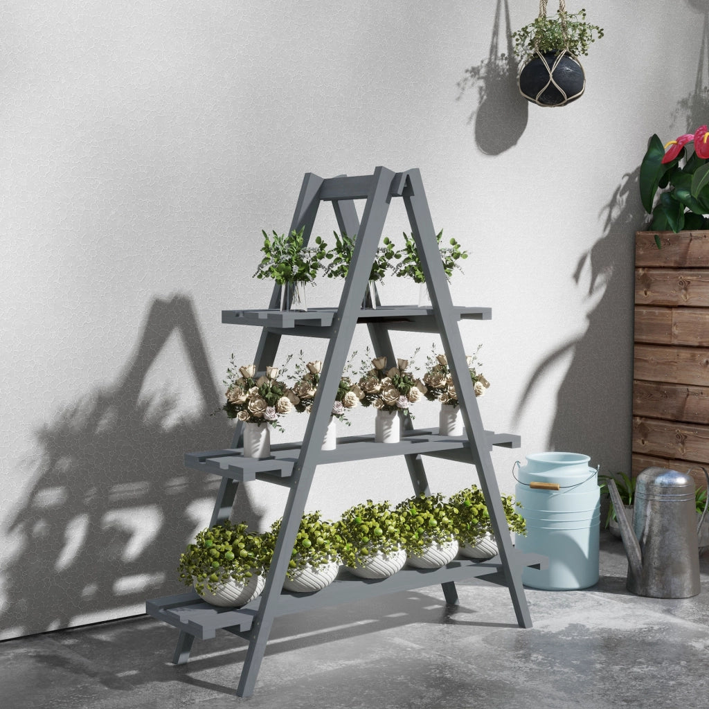 Libreria per Piante Pieghevole 3 Livelli ¨C zephmum ¨C Grigio 100x36x112 cm