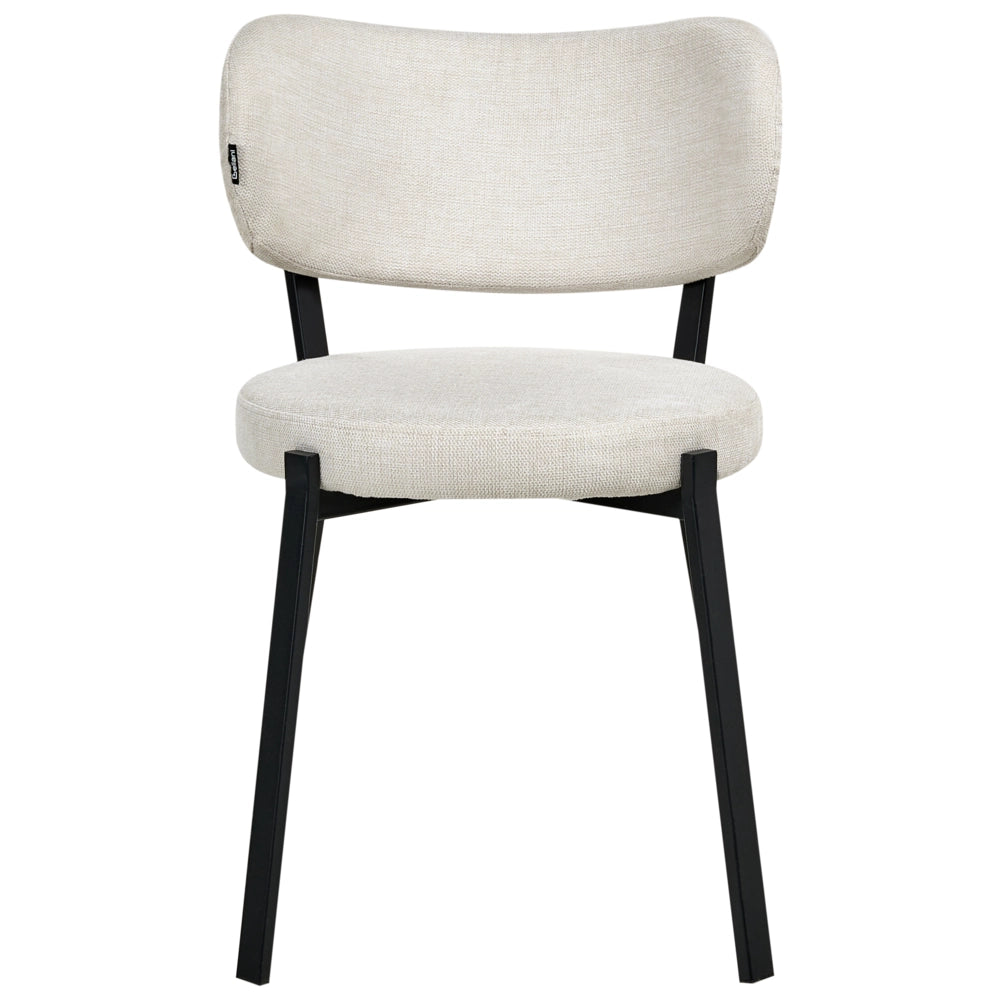 Set di 2 sedie da pranzo in tessuto Seduta imbottita Gambe in ferro beige chiaro stile elegante