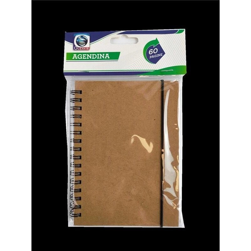 AGENDINA DA SCUOLA IN COLORE NATURAL CON 60 PAGINE DOTATA DI ELASTICO ED ANELLI H15 / L12 CM