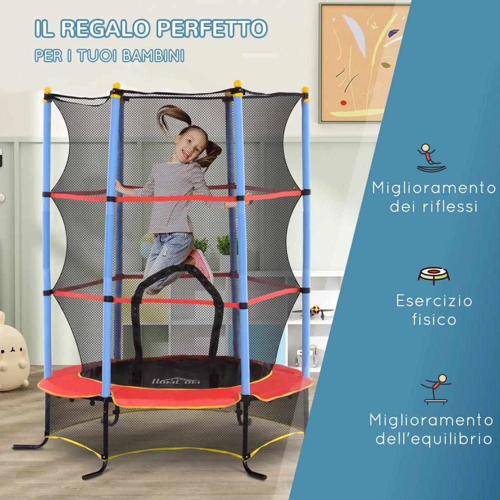 Trampolino per Bambini con Rete Sicurezza ¨C Minimal ¨C Blu 3-10 Anni