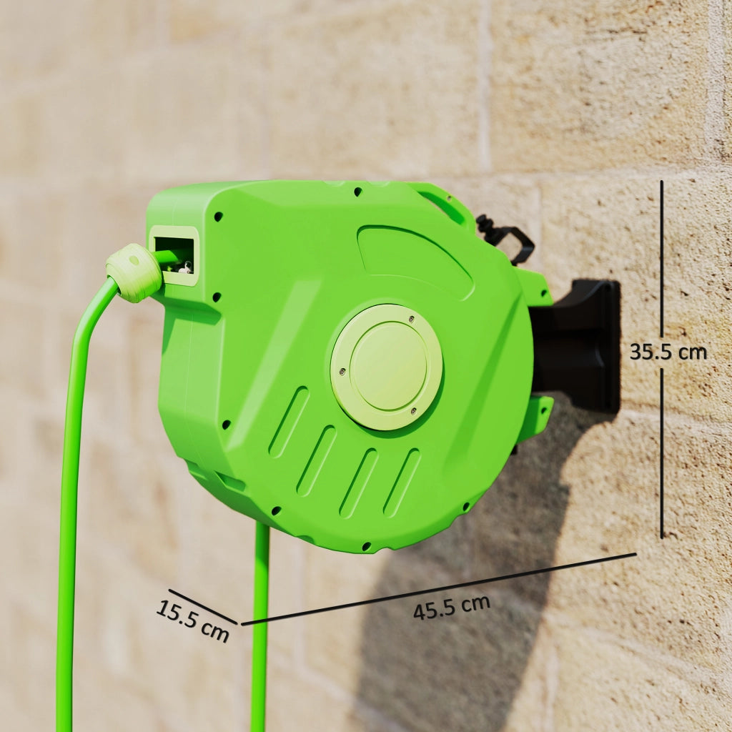 Avvolgitubo da Giardino Retrattile 15 m ¨C Minimal ¨C Verde Plastica