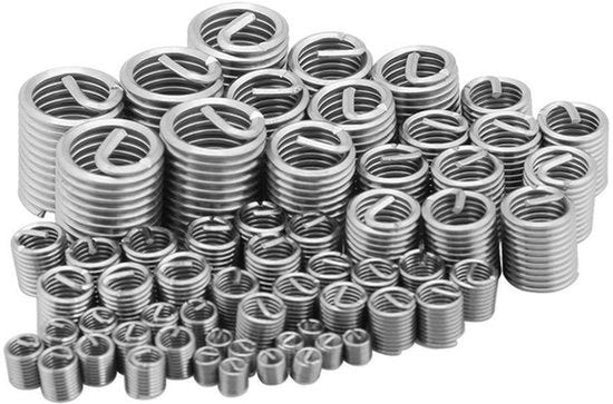 Set di attrezzi per dadi a viti - Kit di riparazione - Acciaio inossidabile - Viti - M3 - M4 - M5 - M6 - M8 - M10 - M12 - Set a 60 pezzi - Adatto per diverse riparazioni - Colore argento - Incluso contenitore di conservazione - Inserti di filo - RVS.