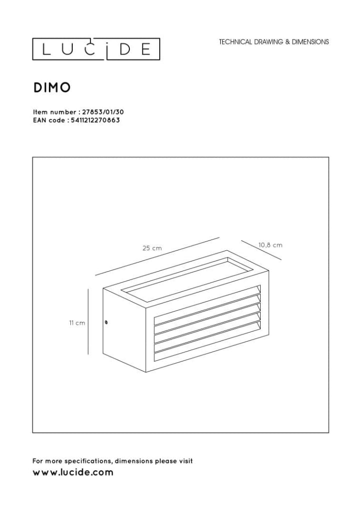 Applique esterna Lucide DIMO E27 IP54 in alluminio