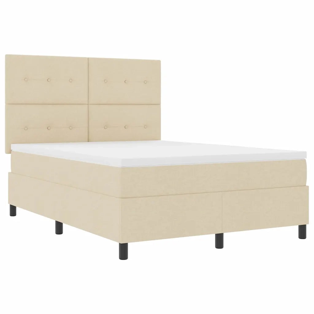 Letto a molle con materasso con led Crema 140 x 200 cm Tessuto