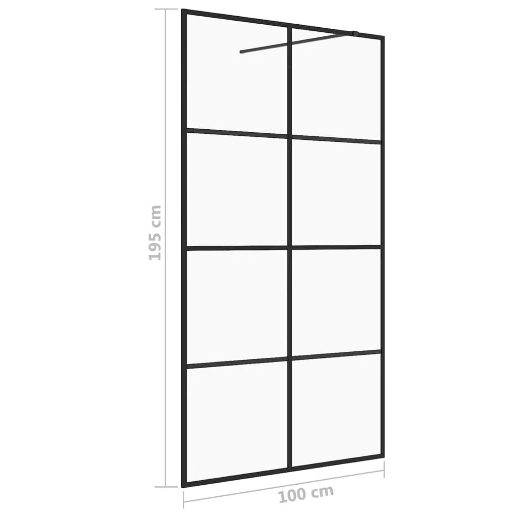 Parete doccia con vetro divisorio per vasca accessorio per il bagno parete doccia per interni ESG trasparente 100 x 195 cm nero 02_0002156