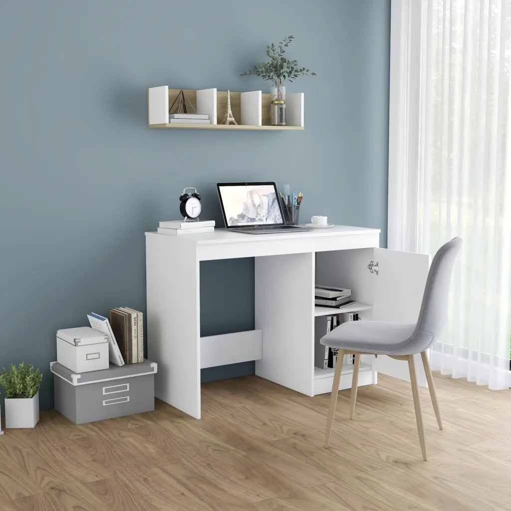 Scrivania Bianca 100x50x76 cm in Legno Multistrato 801796