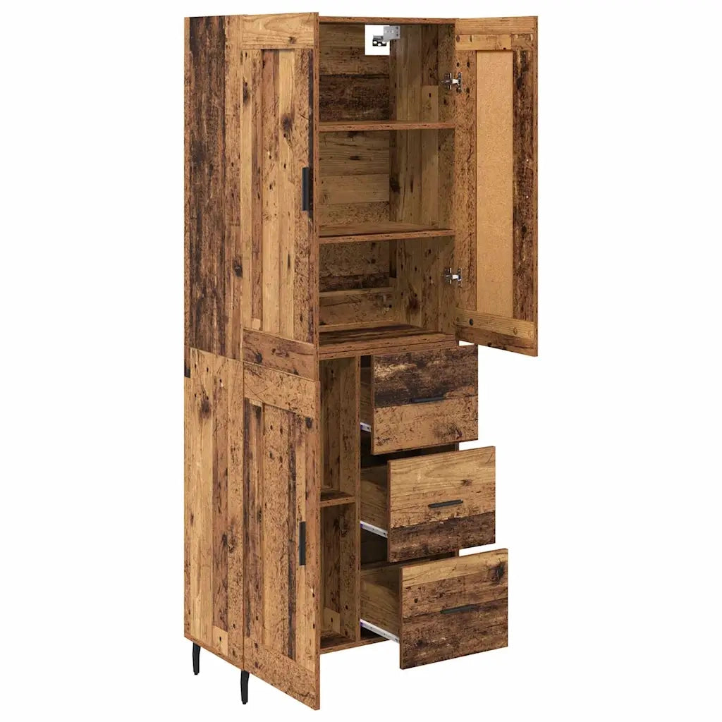 Credenza 2 pz-Set di 2 Buffet-Armadio da cucina Legno vecchio Legno Stratificato e Vetro 785405
