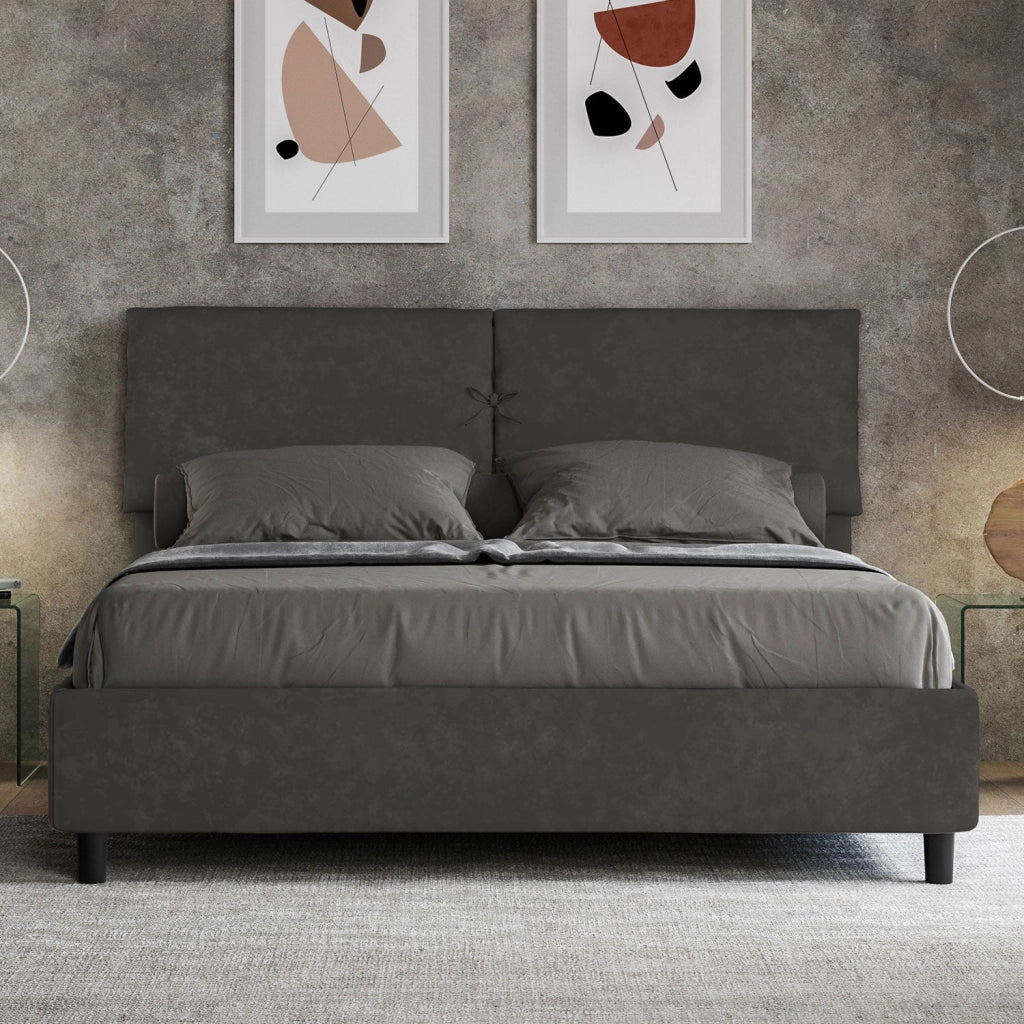 Letto Matrimoniale 160x200 cm con Rete Mados Grigio