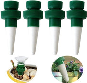 Set di 4 Waterer a Gocce in Ceramica Verde - Ideali per Piante da Interno e Esterno.