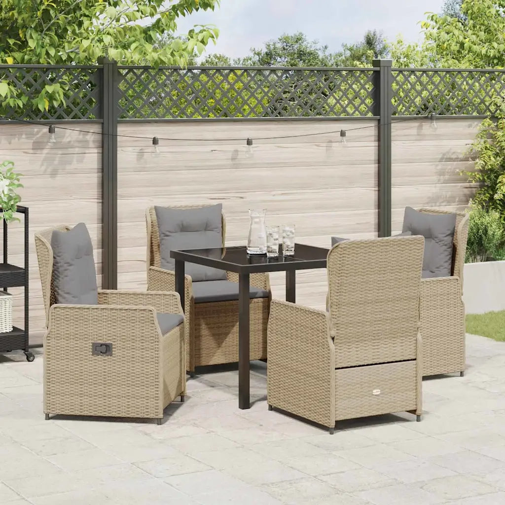 Set da Pranzo per Giardino 5 pcs Beige e Grigio Chiaro