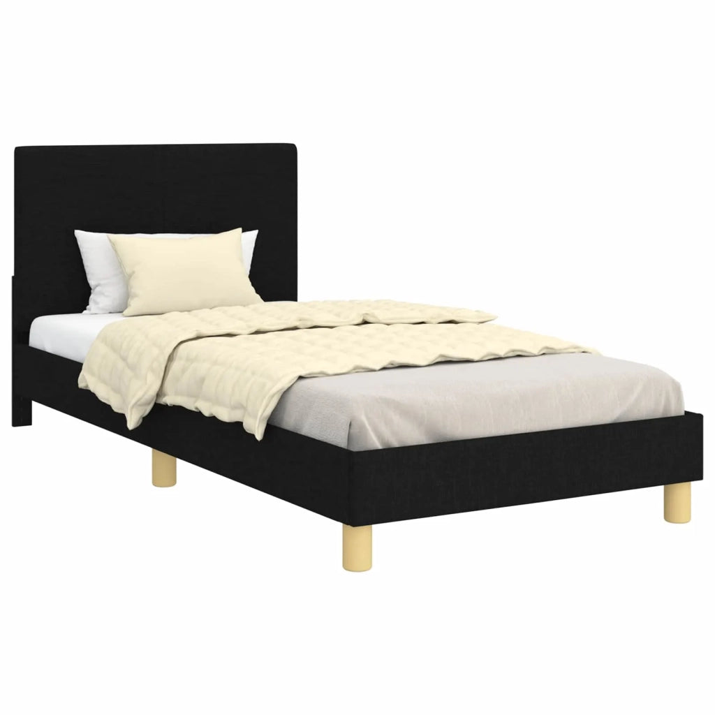 Struttura letto bambini con testata Nero 90 x 190 cm Tessuto 42010996