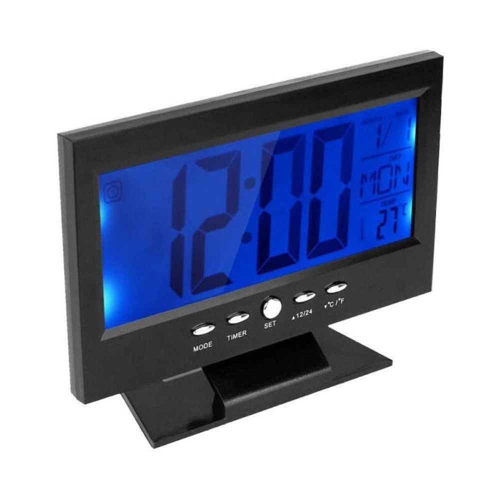 Trade Shop - Sveglia Orologio Da Tavolo Ampio Display Lcd Retro Illuminato A Led -