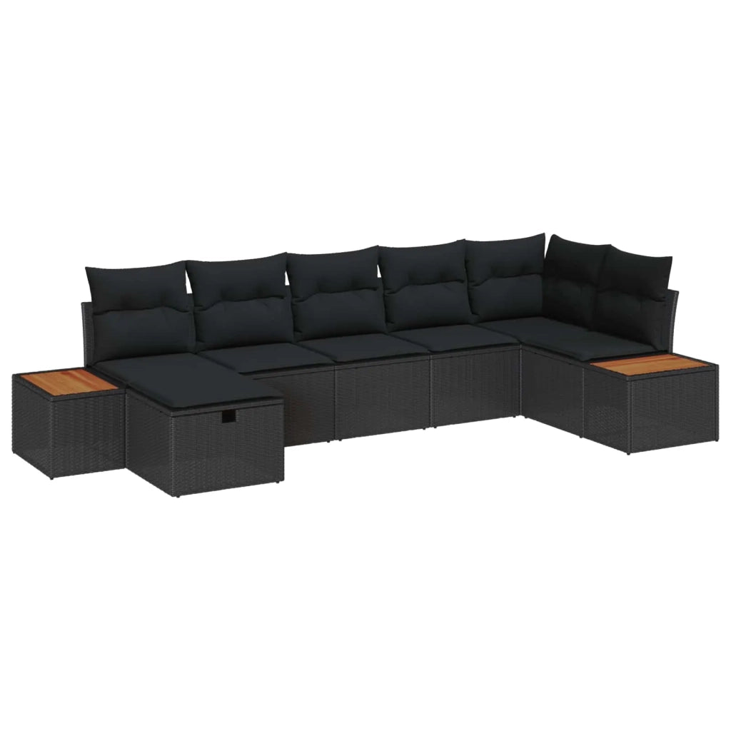 Set Divano da Giardino con cuscino 7 pcs Nero Poly Rattan 3360972