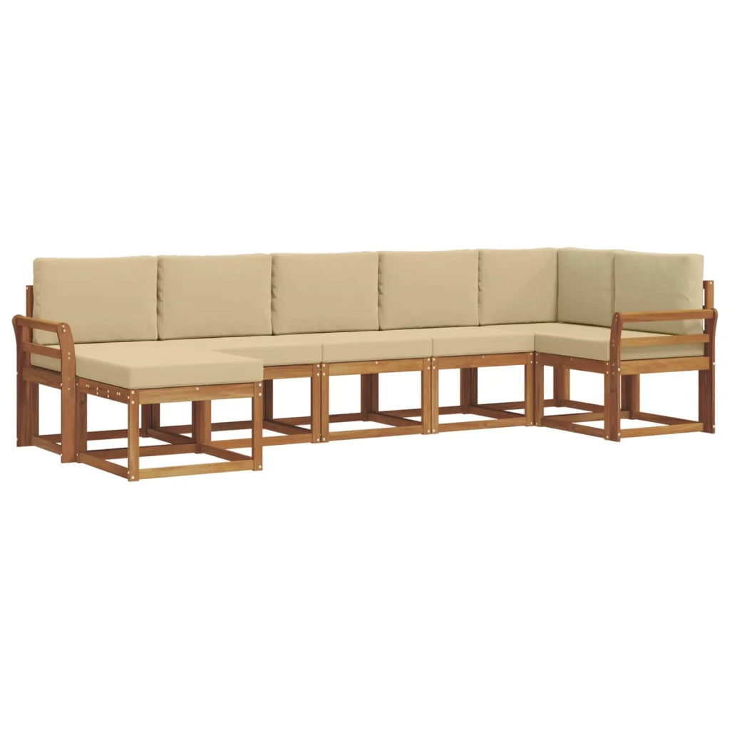 Set di divani da esterno con cuscino 7 pcs Naturale e Beige 3366711