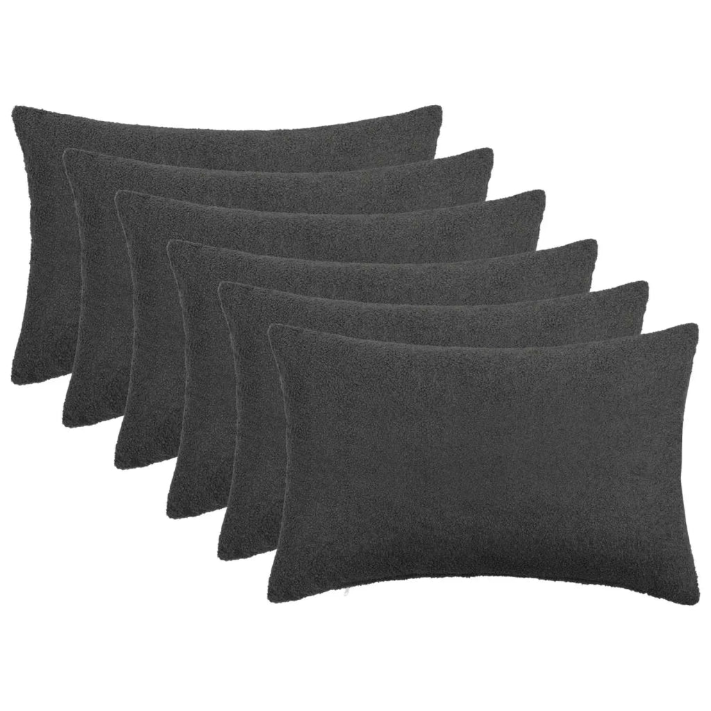 Federa 6 pcs HEERLEN Grigio Scuro 50 x 70 cm Bouclé 911344