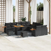 Set Divano da Giardino con cuscino 17 pcs Nero polyrattan 3365179