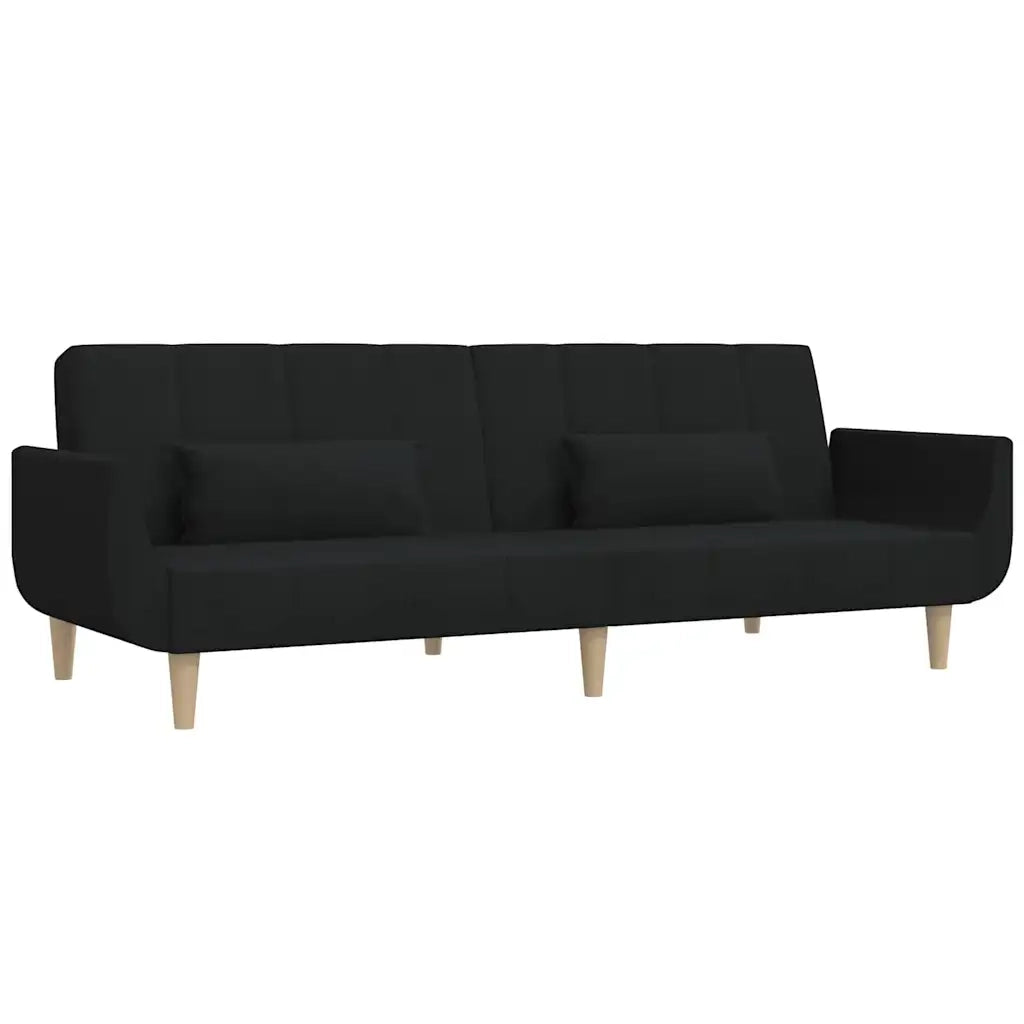 Divano letto | Sof¨¤ letto | Letto singolo a 2 Posti con 2 Cuscini Nero in Tessuto