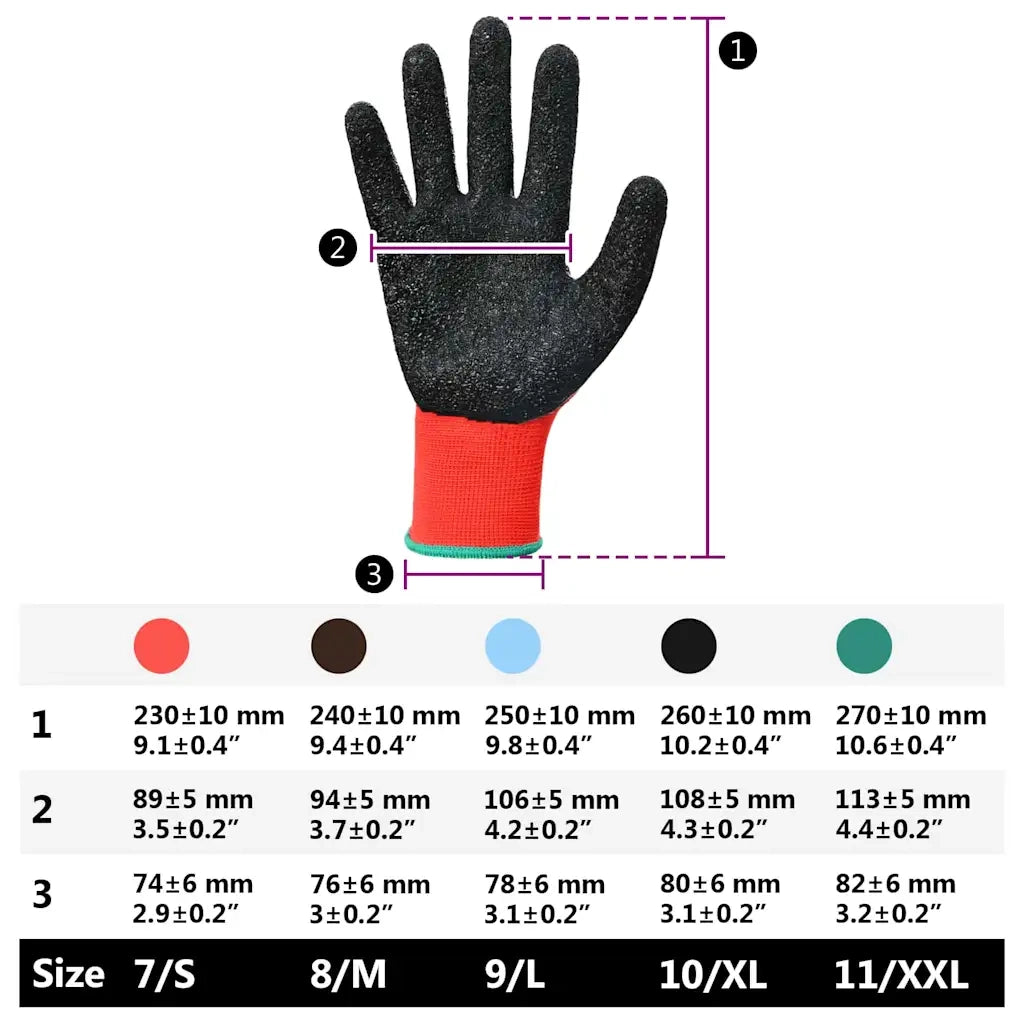 Guanti da Lavoro 24 pcs Rosso e Nero 11 / XXL 42020699