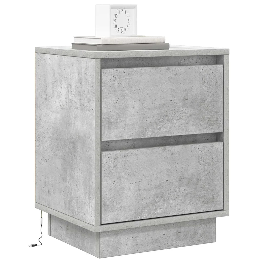Comodino | Armadio da Notte | Mobiletto da notte Grigio cemento 39 x 34,5 x 50 cm