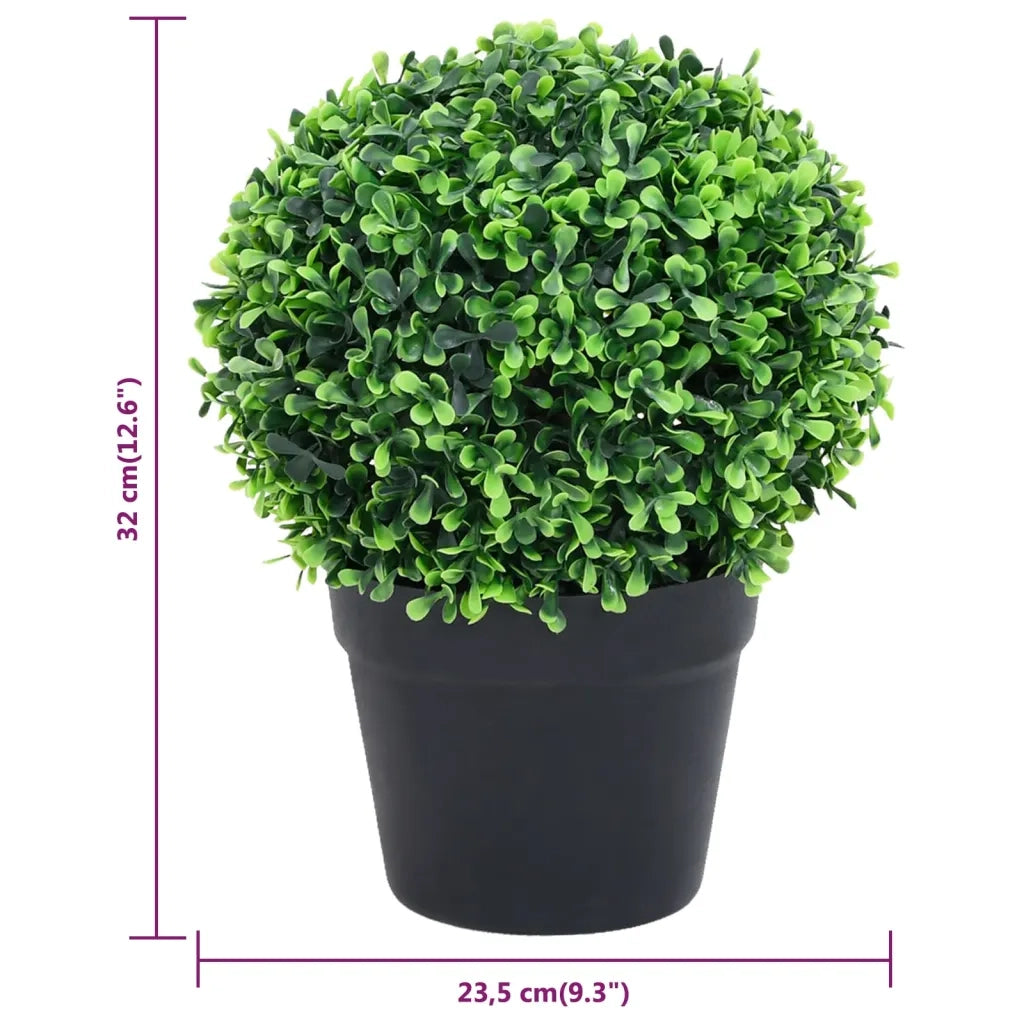 Piante di Bosso Artificiale 2 pz a Sfera con Vaso Verde 32 cm CFW9450670