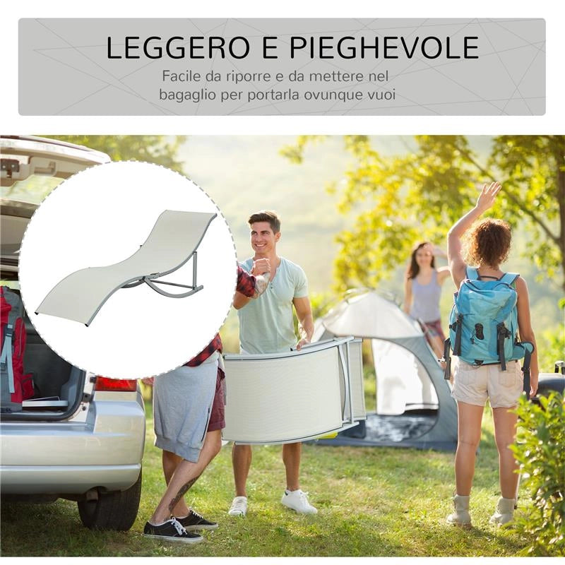 SET 2 SDRAIO DA GIARDINO PIEGHEVOLI 61 X 165 X 63 CM COLORE BEIGE