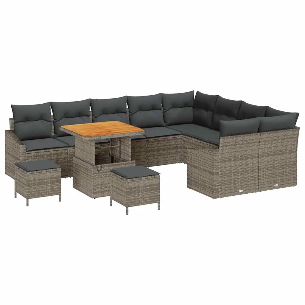 Set Divano da Giardino con cuscino 12 pcs Grigio Poly Rattan 3364643