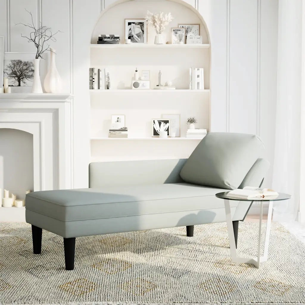 vidaXL Sdraio con Cuscino e Bracciolo Destro in Velluto Grigio Chiaro