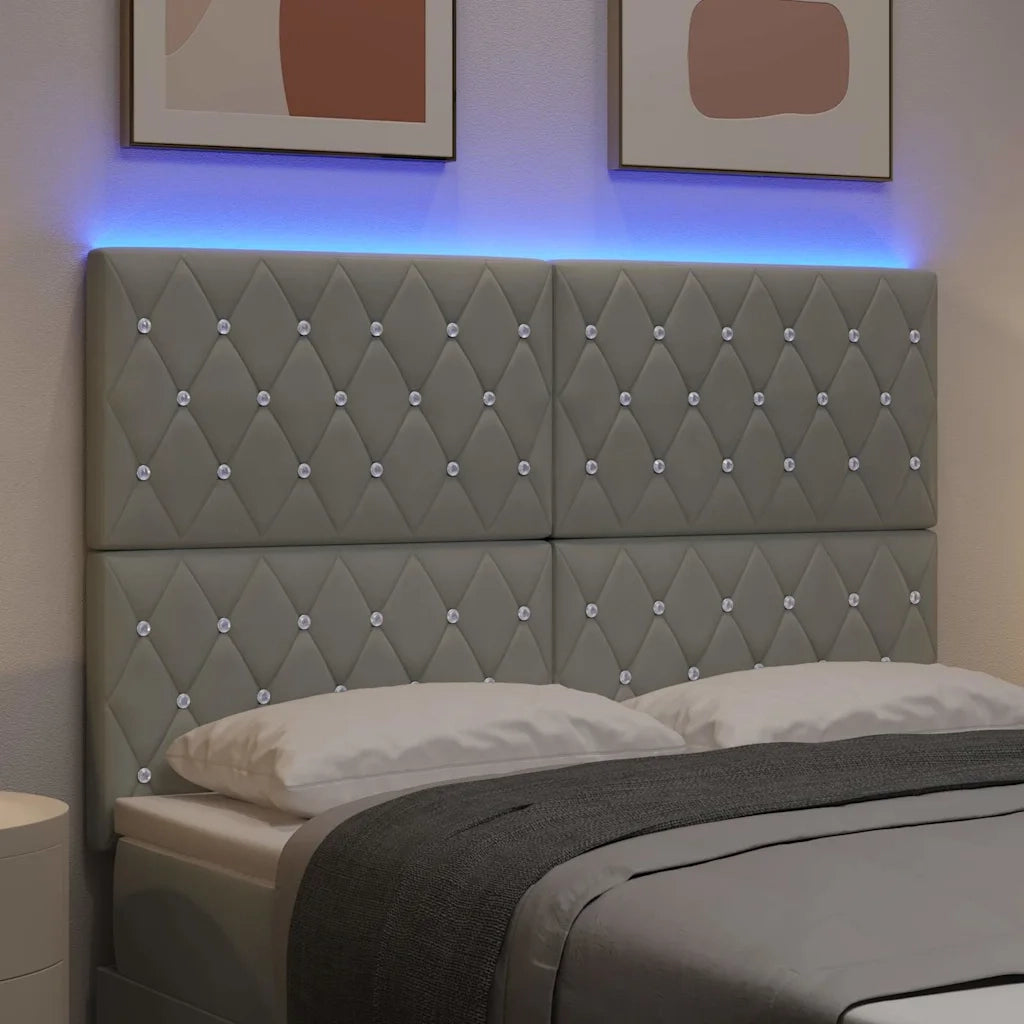 Testiera LED con strisce LED Grigio chiaro 144 cm Velluto 3338360
