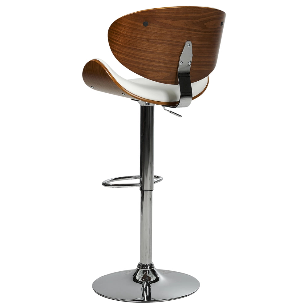 Set di 2 sedie da bar in ecopelle bianco con schienale regolabile con seduta con sollevamento a gas regolabile in altezza moderno