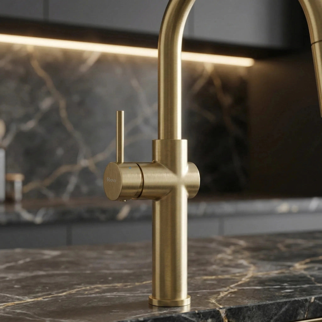 Rubinetto Da Cucina Rea Fresh High Brush Gold