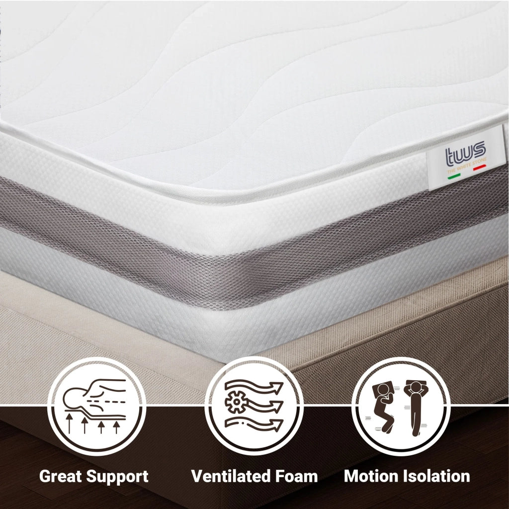 Materasso Singolo 80x240 cm in Memory Antibatterico | Altezza 25 cm | Rivestimento 3D Air in Fibra Ipoallergenica | Materasso Ortopedico a 7 Zone Differenziate Termosensibili