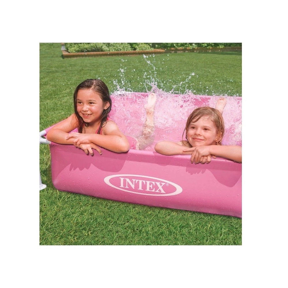 Trade Shop - Piscina Mini Frame Rosa Quadrata Con Telaio 122x122x30 Cm Bambini Estate 57172 -