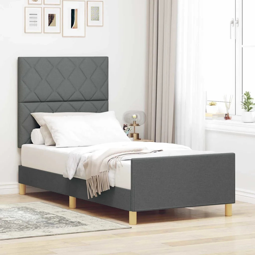Struttura del letto Grigio scuro 100 x 200 cm Tessuto 3344782