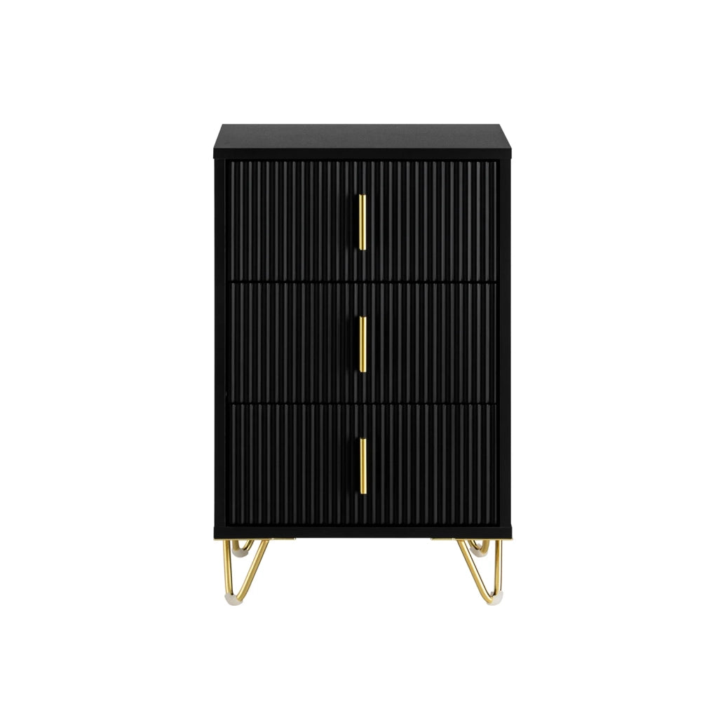 Comodini letto con cassetti Tavolino da salotto o soggiorno Tavolino telefono 40x40cm Nero 3 cassetti FBT115-L-SCH