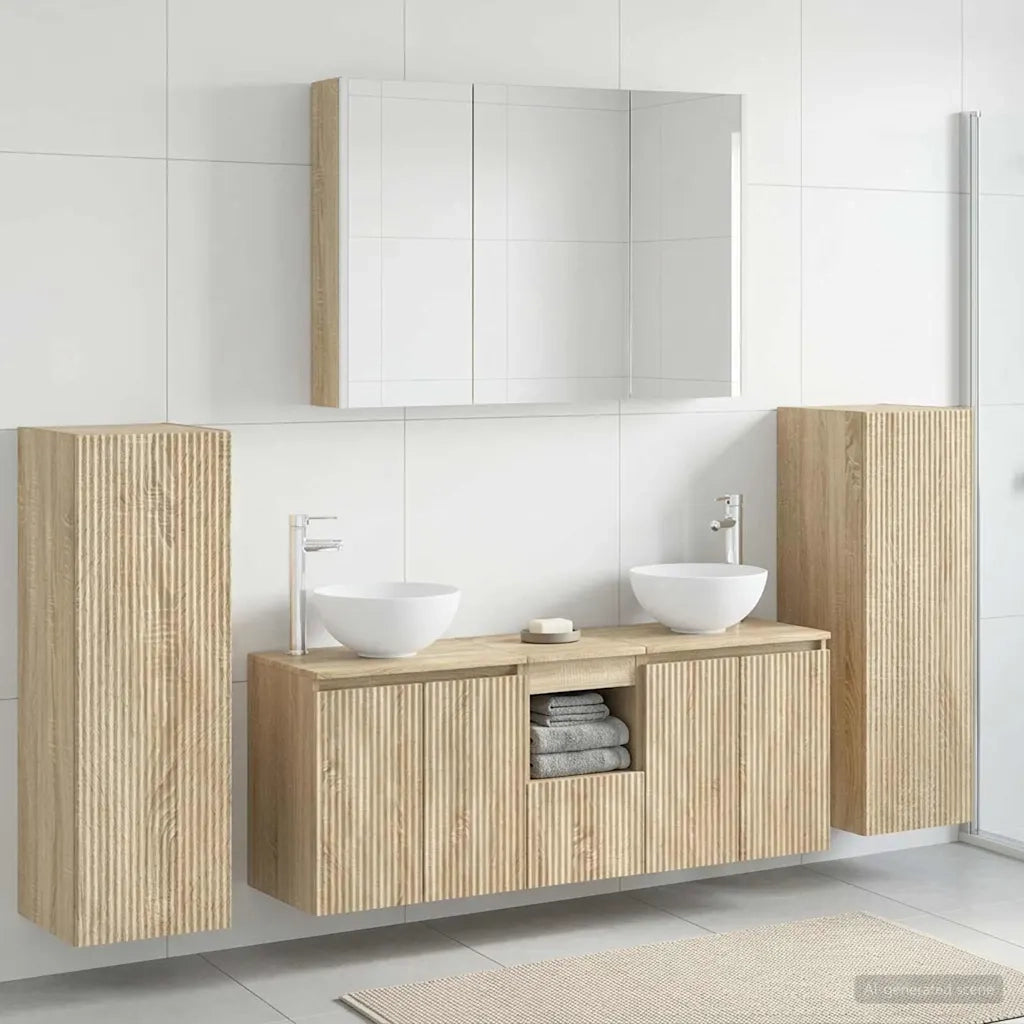 Set di mobili per il bagno 6 pcs Rovere Sonoma 3407153