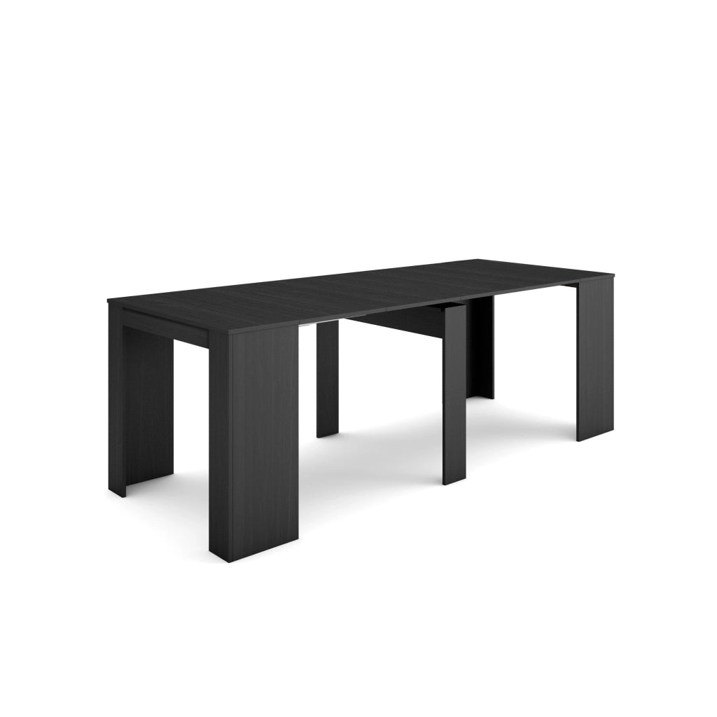 Consolle allungabile, 222x90x77cm, Per 10 persone, Tavolo da pranzo, Nero RF2644