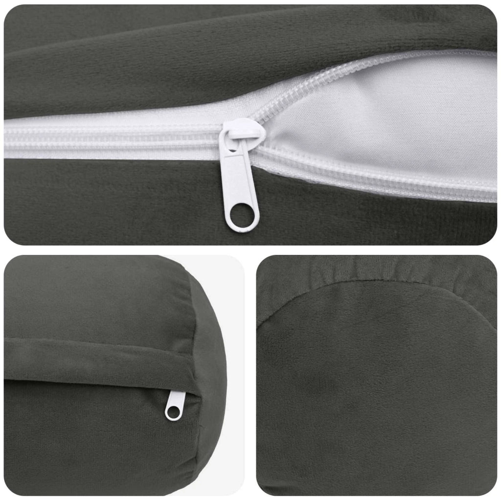 Federa 2 pcs HEERLEN Grigio Scuro Ø 15 x 40 cm Velluto 923185