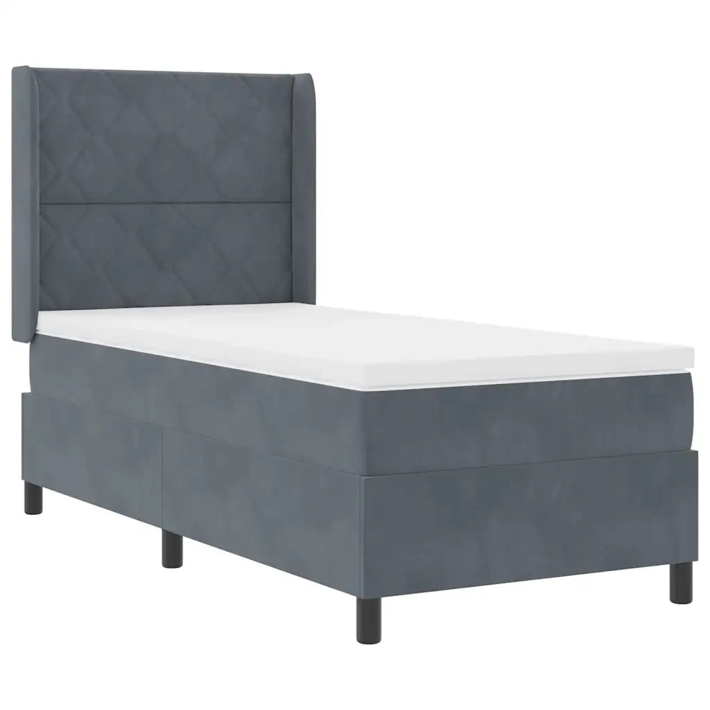Letto a molle con materasso Grigio scuro 90 x 200 cm Velluto 3342045