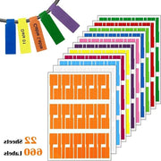 Etichette per cavi 22 velature, etichette per cavi acqua resistenti - 660 pezzi, 9 colori