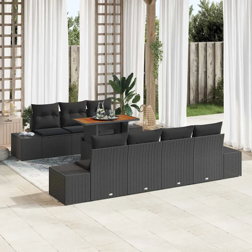 Set Divano da Giardino con archiviazione 8 pcs Nero Poly Rattan 3358662