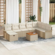 Set Divano da Giardino con cuscino 9 pcs Beige polyrattan