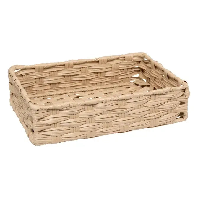 Set di 3 cesti bassi beige cm 27x20x7h