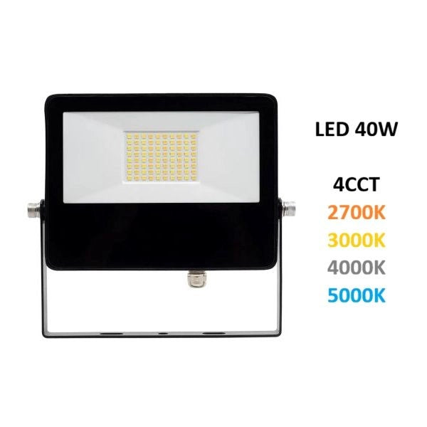 FARO PROIETTORE PER ESTERNO A LED 40W SWITCH 4CCT NERO SKY BENEITO