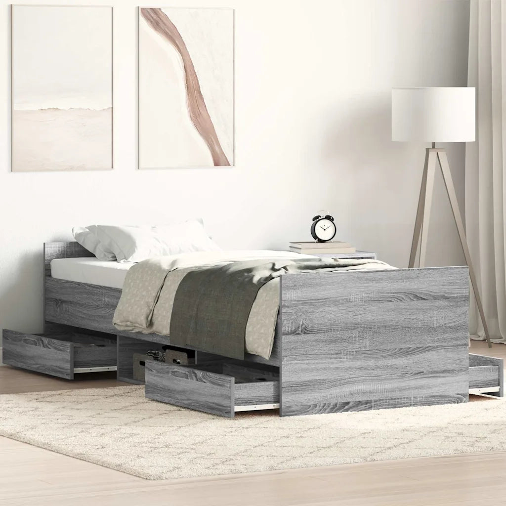 Giroletto con Testiera e Pediera Grigio Sonoma 90x200 cm