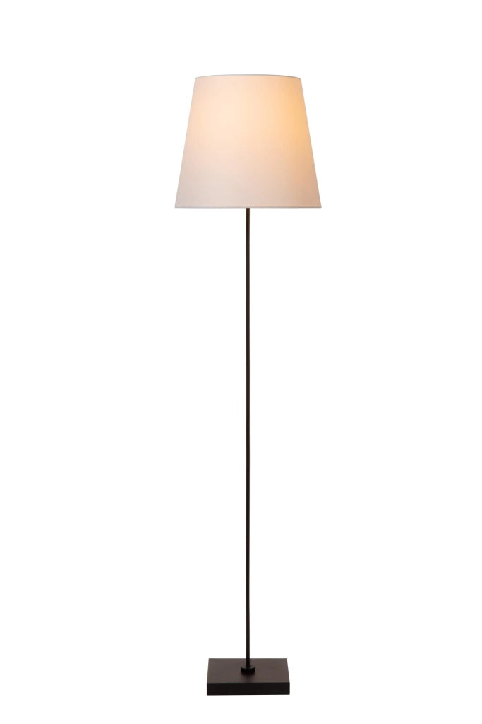 Lampada da terra classica nera paralume bianco 150cm E27 Lucide